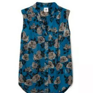 Cabi Engrave Top #4180 Floral Teal XS - EUC